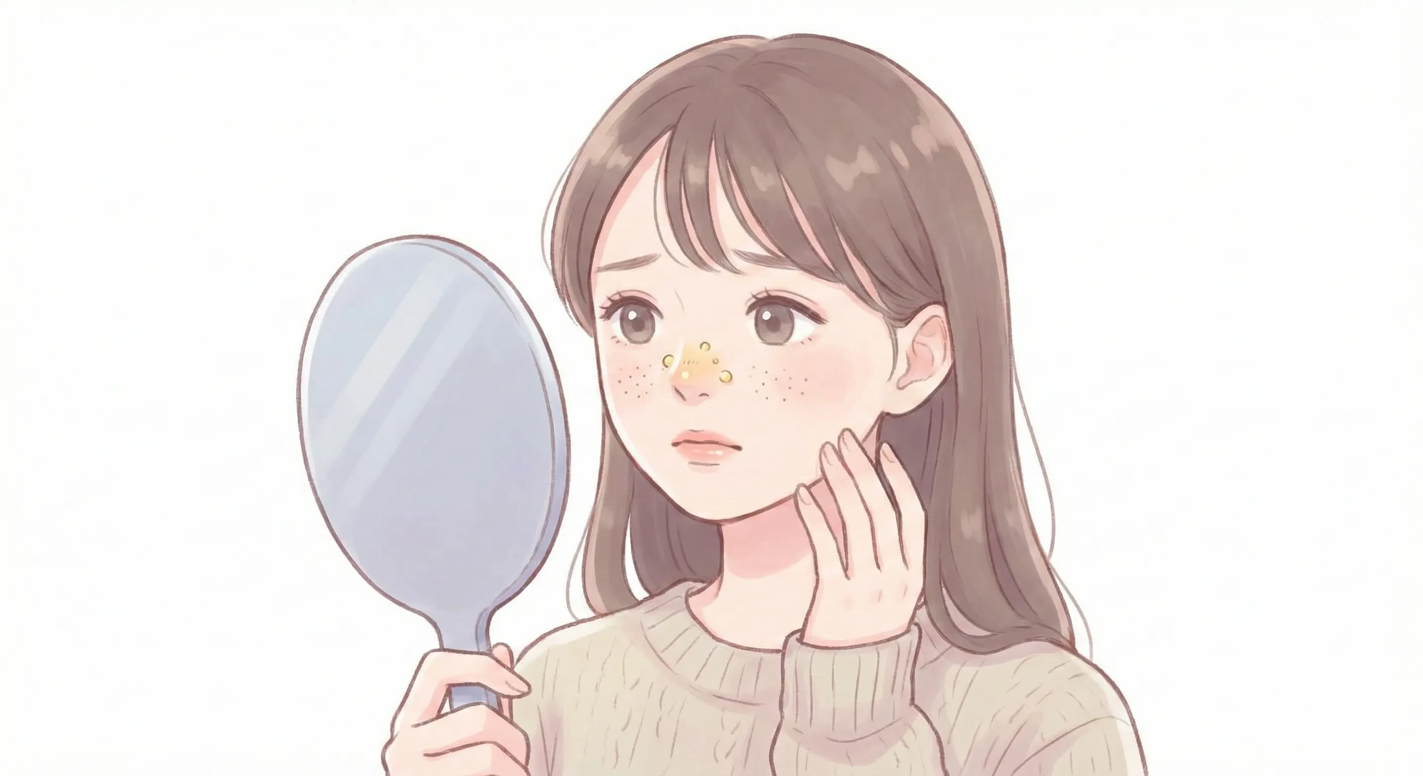 피지가 가득 찬 모공과 블랙헤드로 코에 오돌토돌한 피지가 올라온 사진